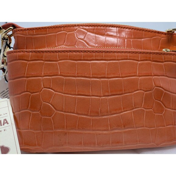 Divina Firenze Lilla Snake Skin Leather Papaya Convertible Handbag - Picture 5 of 8